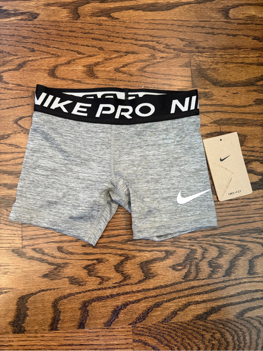 Nike Kids Heather Gray Dri-FIT Compression Shorts with Black Waistband
